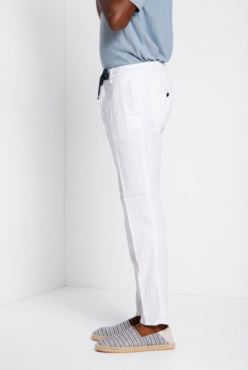 Milano Jogger pantalone chino uomo in twill di lino e cotone extra slim fit