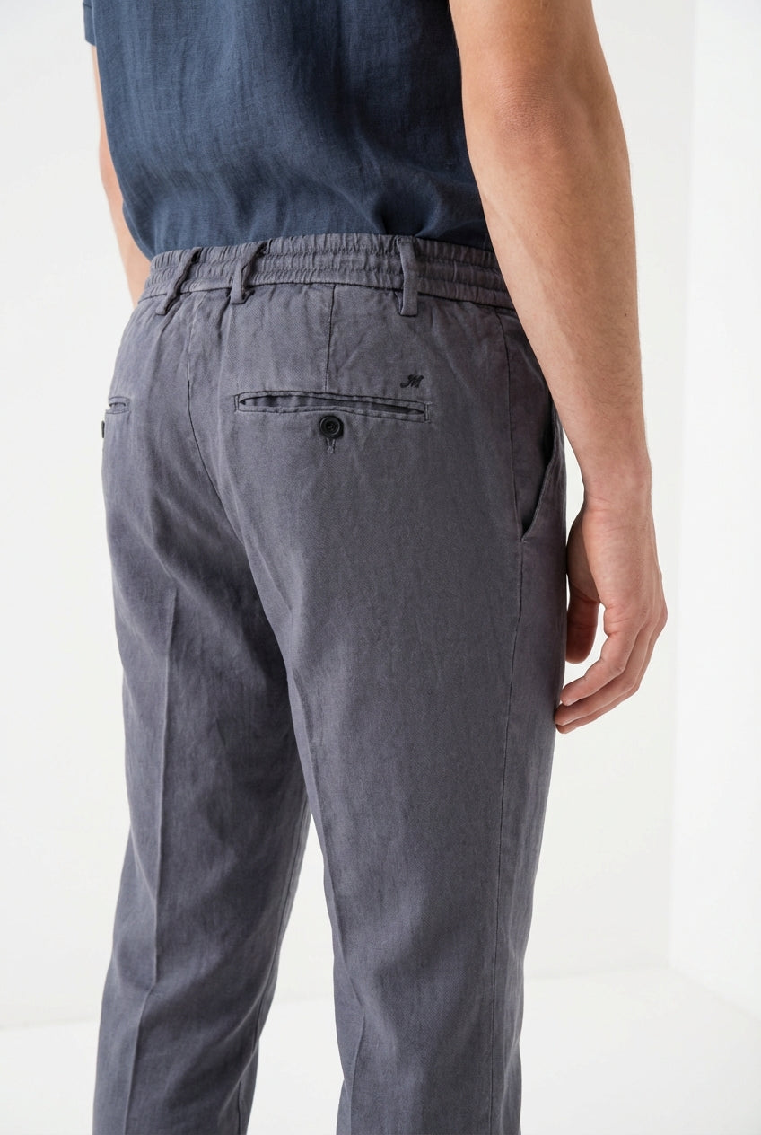 Milano Jogger Herren Chinohose aus Leinen und Baumwoll Twill extra slim fit