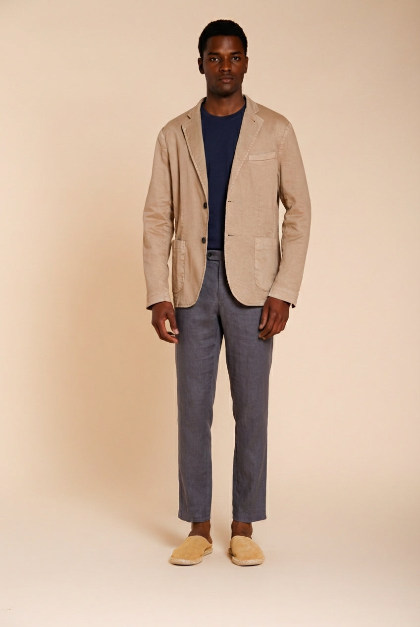 Milano Jogger Herren Chinohose aus Leinen und Baumwoll Twill extra slim fit