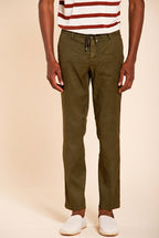 Milano Jogger pantalone chino uomo in twill di lino e cotone extra slim fit