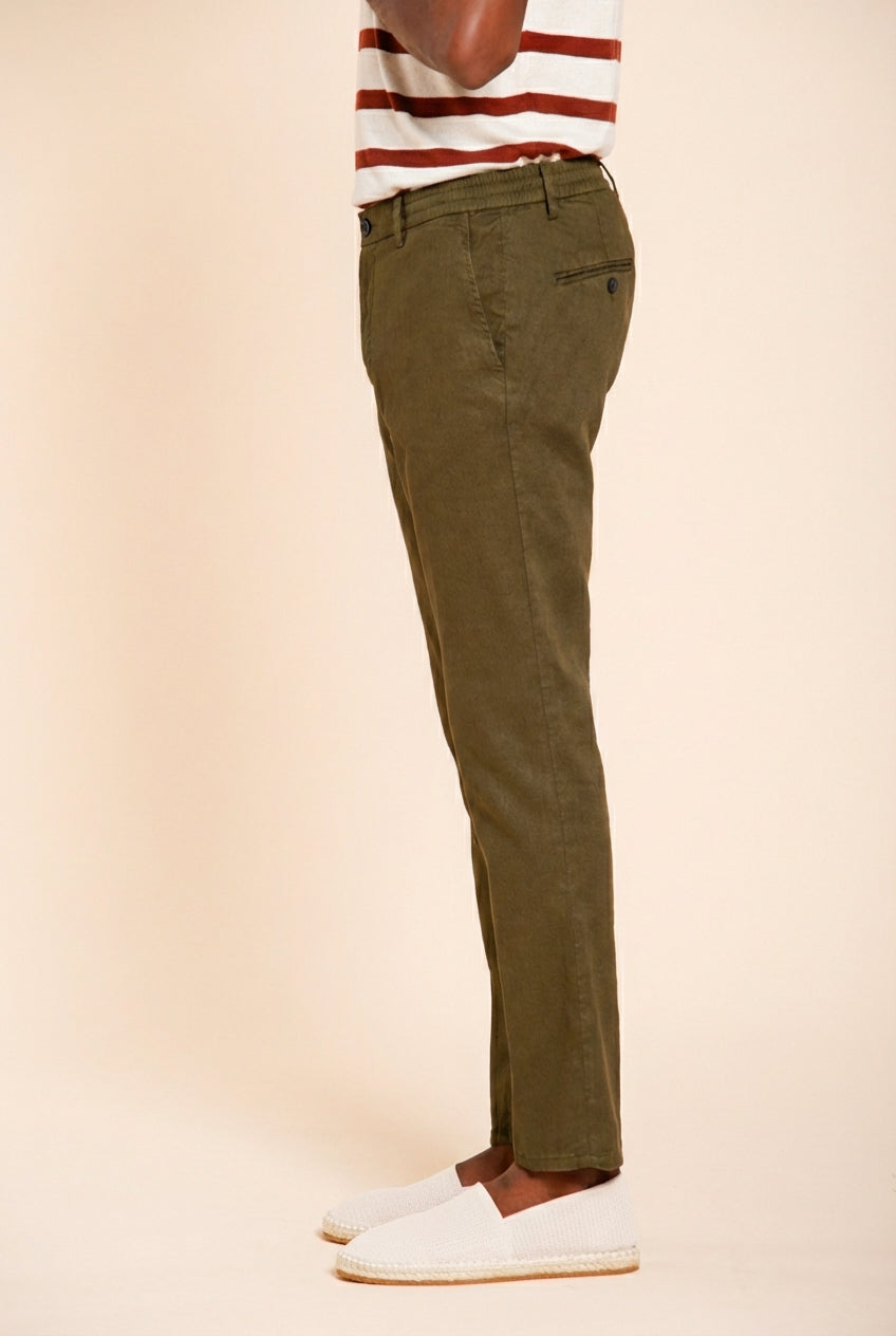 Milano Jogger pantalone chino uomo in twill di lino e cotone extra slim fit