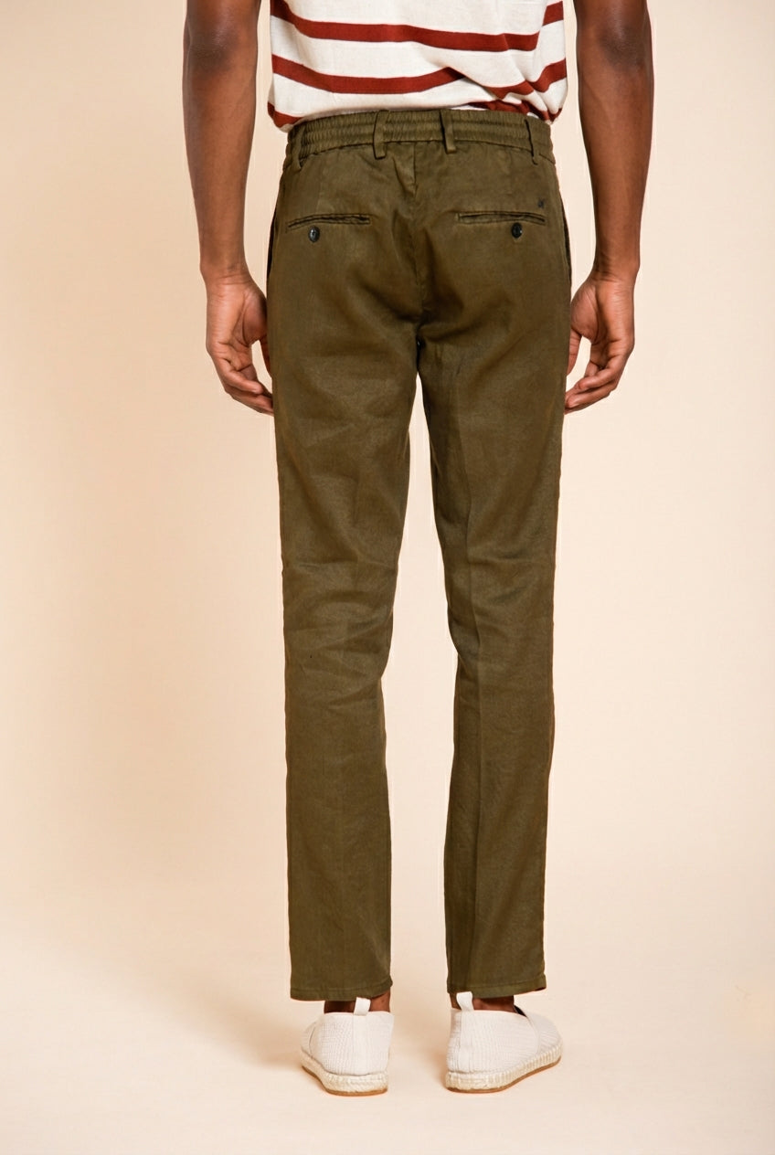 Milano Jogger pantalone chino uomo in twill di lino e cotone extra slim fit