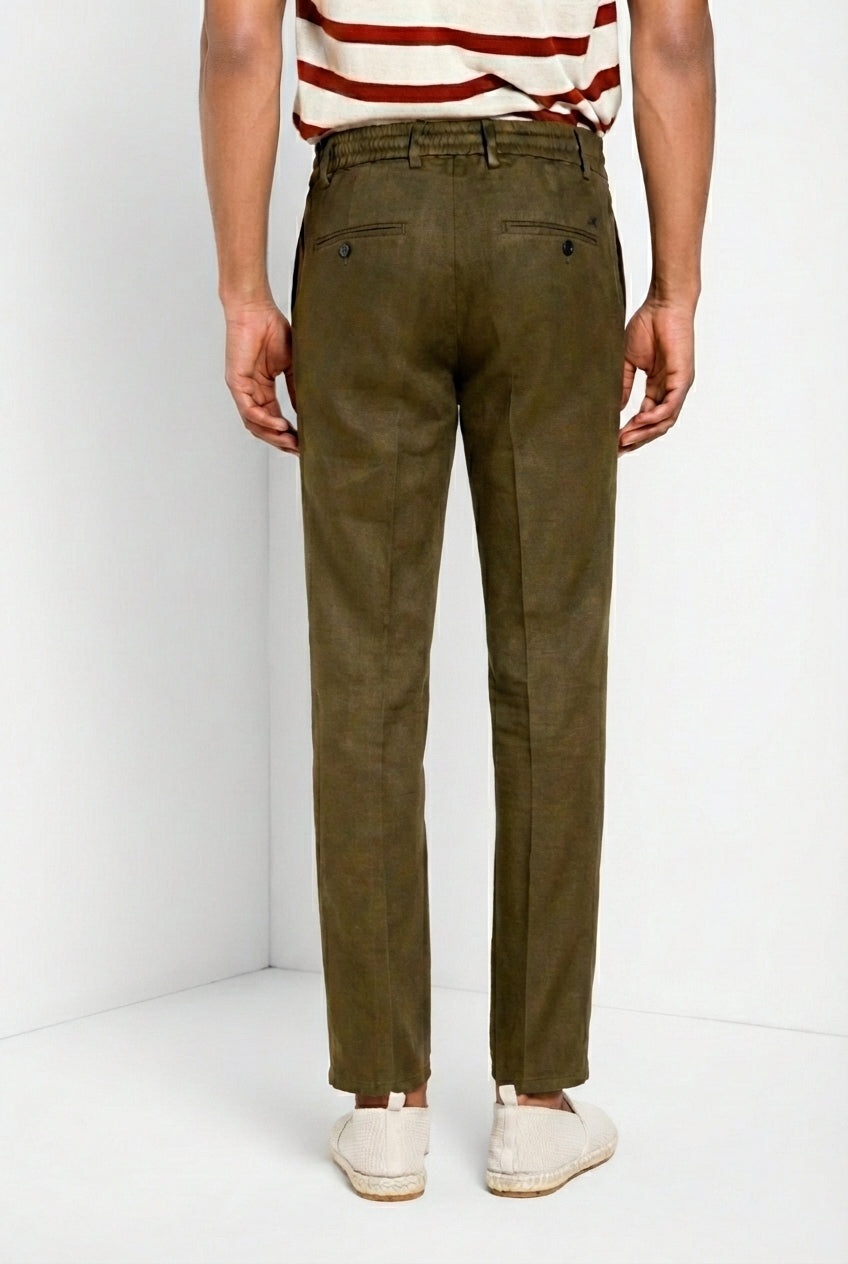 Milano Jogger Herren Chinohose aus Leinen und Baumwoll Twill extra slim fit
