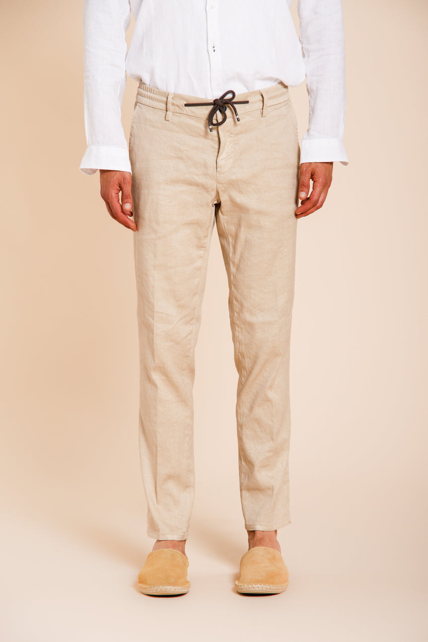 Milano Jogger Hose Chino Herren aus Twill aus Leinen und Baumwolle extra slim fit