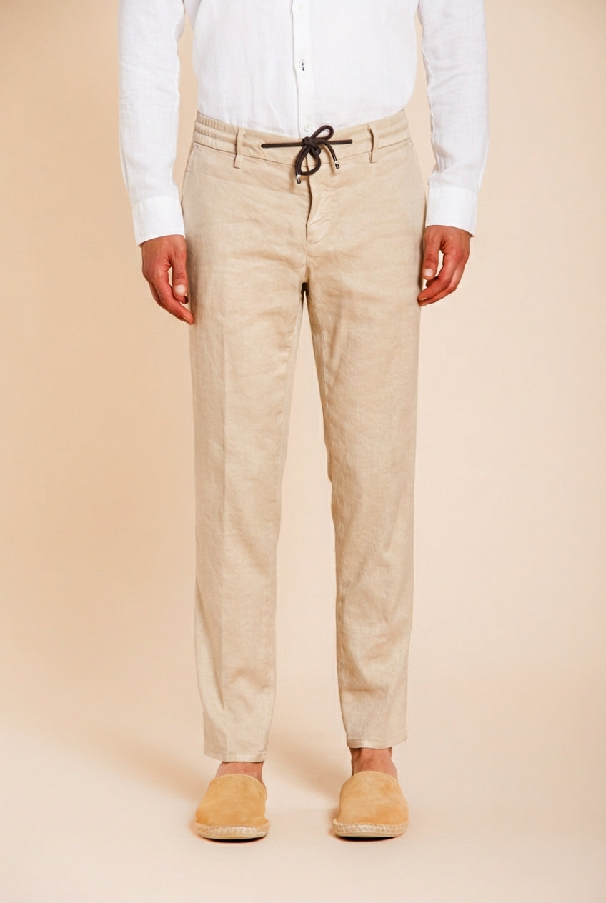 Milano Jogger Herren Chinohose aus Twill aus Leinen und Baumwolle extra slim fit