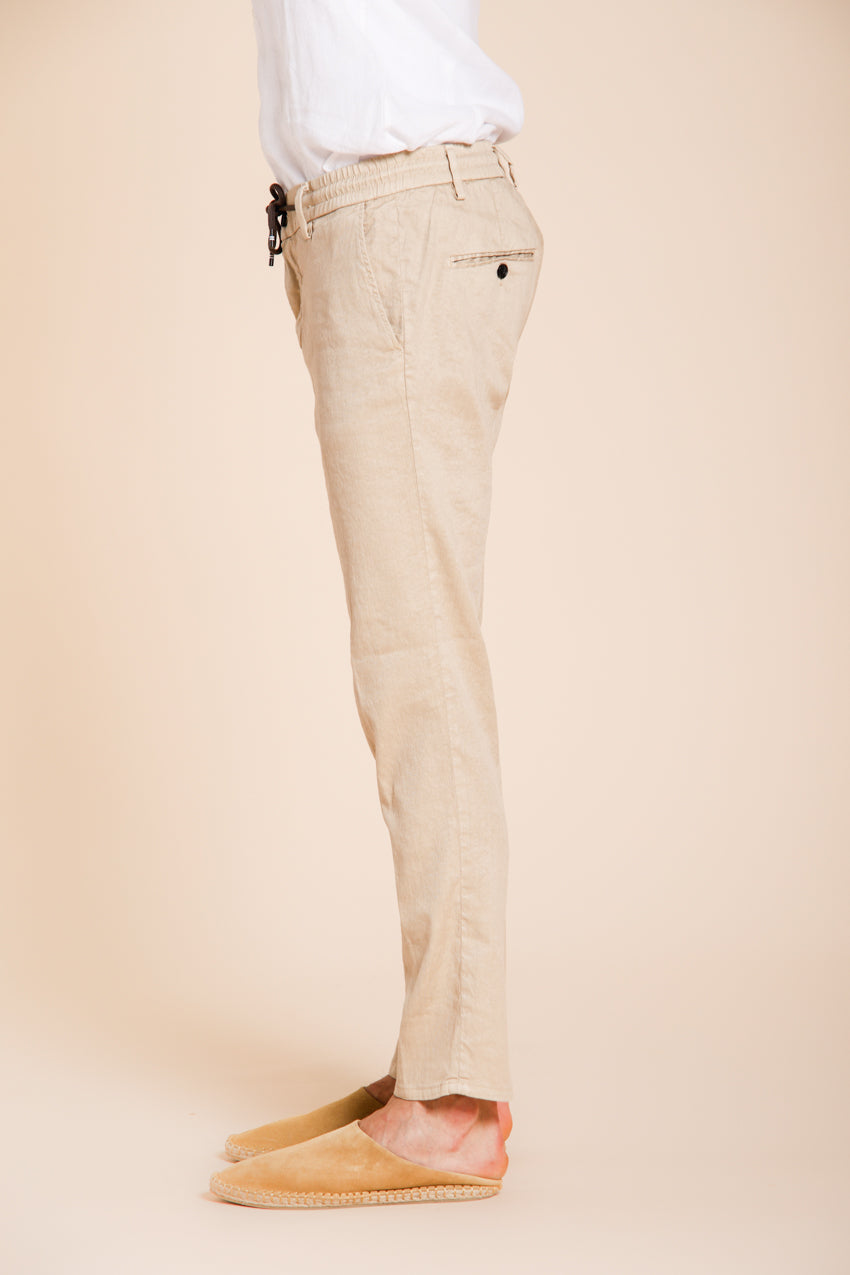 Milano Jogger Hose Chino Herren aus Twill aus Leinen und Baumwolle extra slim fit