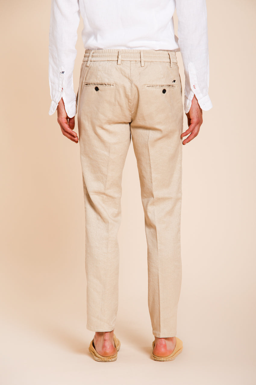 Milano Jogger Hose Chino Herren aus Twill aus Leinen und Baumwolle extra slim fit