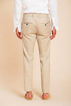 Milano Jogger pantalone chino uomo in twill di lino e cotone extra slim fit