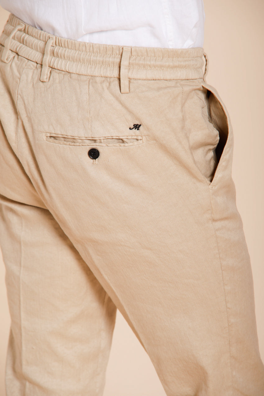 Milano Jogger Hose Chino Herren aus Twill aus Leinen und Baumwolle extra slim fit