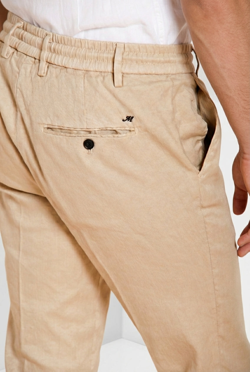 Milano Jogger pantalone chino uomo in twill di lino e cotone extra slim fit