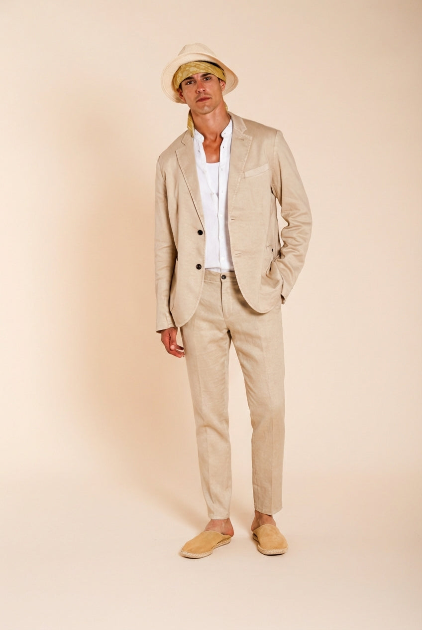 Milano Jogger Herren Chinohose aus Twill aus Leinen und Baumwolle extra slim fit