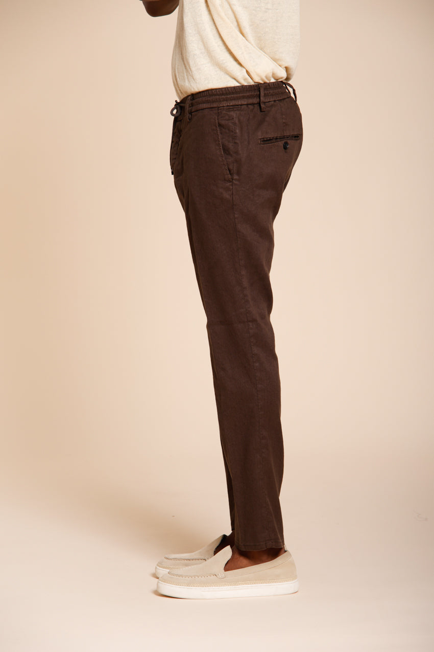 Milano Jogger Hose Chino Herren aus Twill von Leinen und Baumwolle extra slim fit
