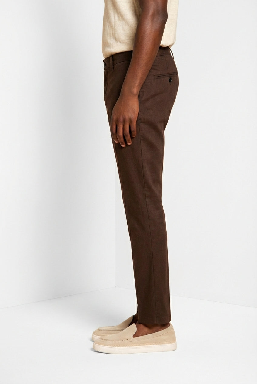 Milano Jogger pantalone chino uomo in twill di lino e cotone extra slim fit