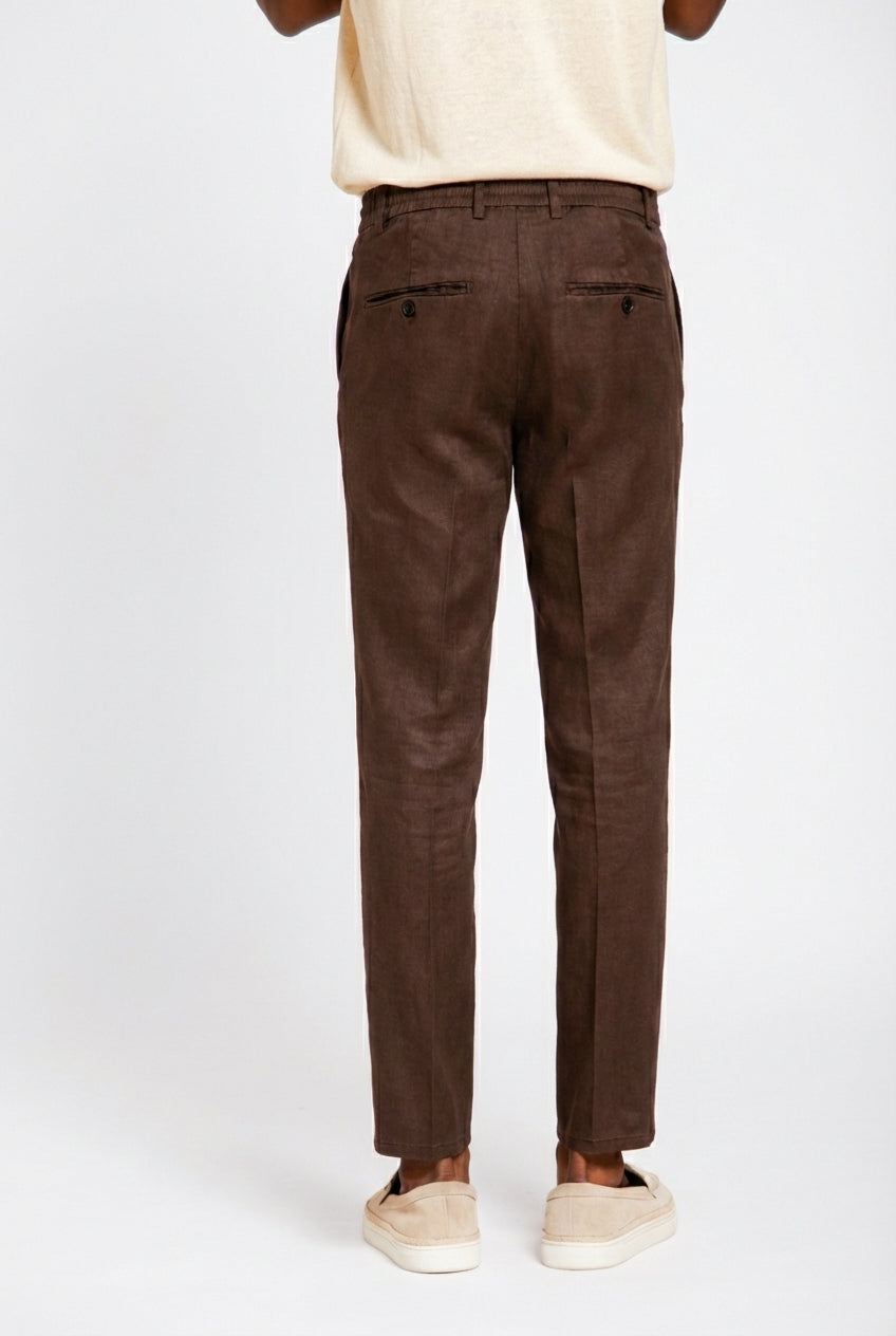 Milano Jogger pantalone chino uomo in twill di lino e cotone extra slim fit