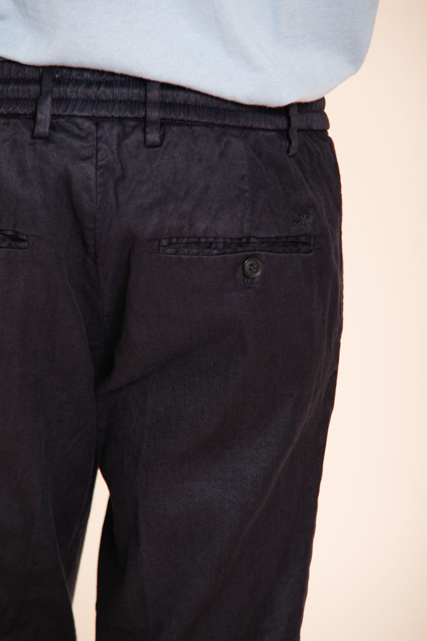 Milano Jogger pantalone chino uomo in twill di lino e cotone extra slim fit