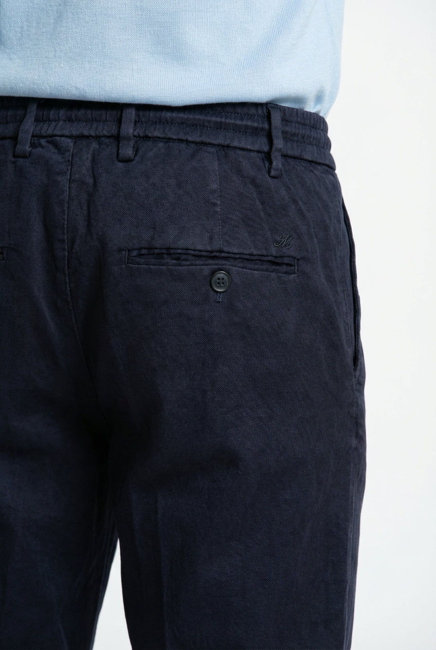 Milano Jogger pantalone chino uomo in twill di lino e cotone extra slim fit