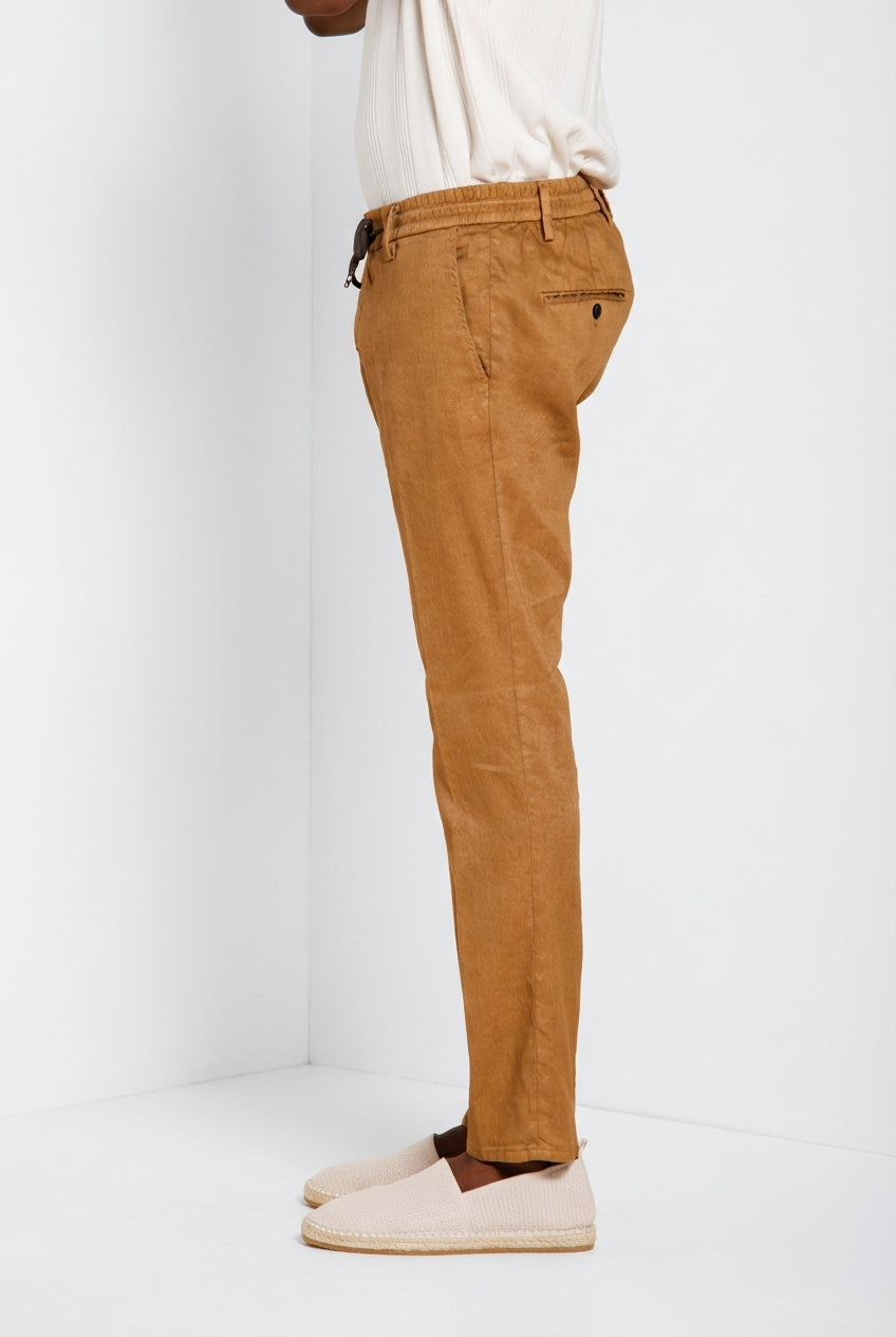Milano Jogger Herren Chinohose aus Leinen- und Baumwolltwill extra slim fit