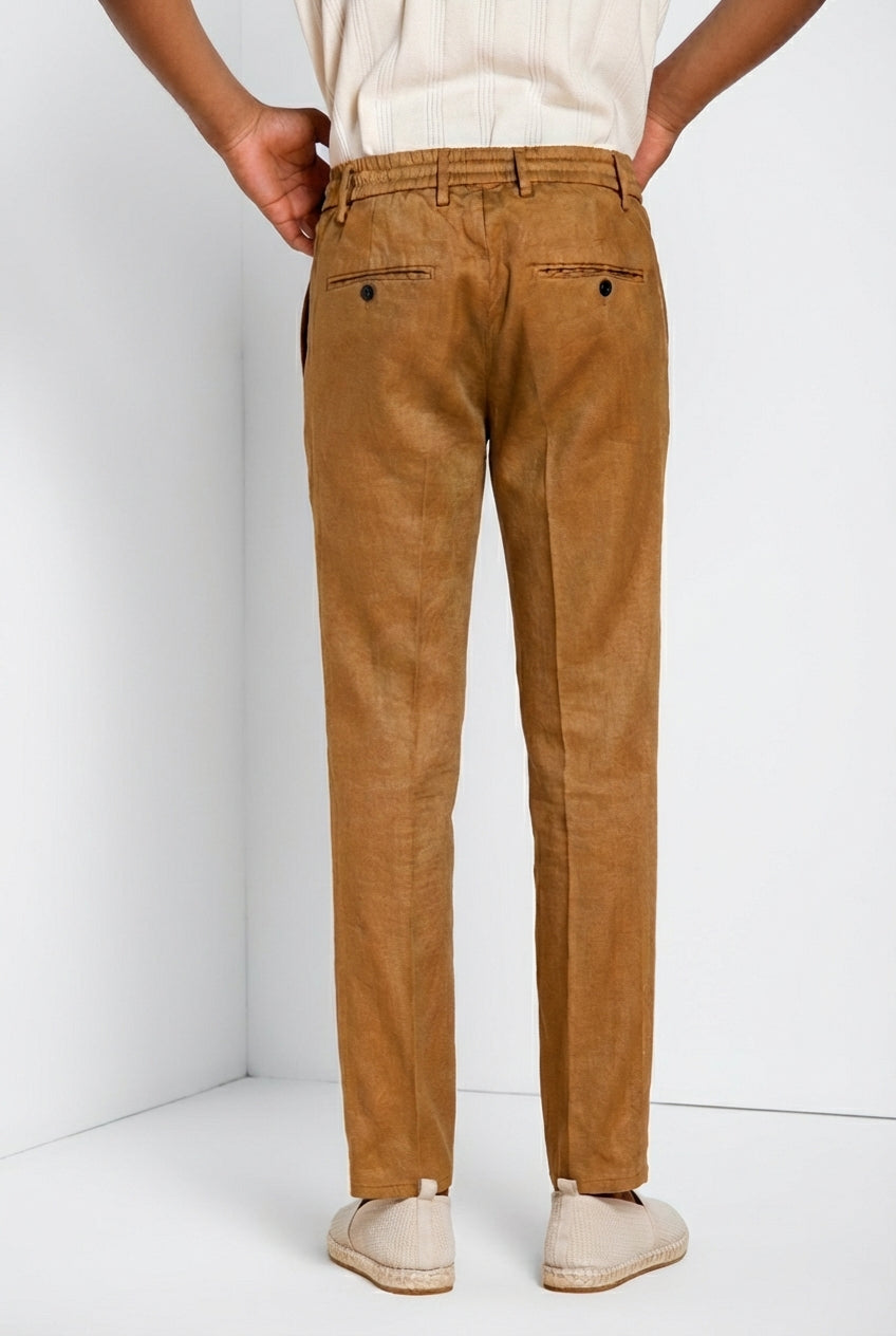 Milano Jogger pantalone chino uomo in twill di lino e cotone extra slim fit