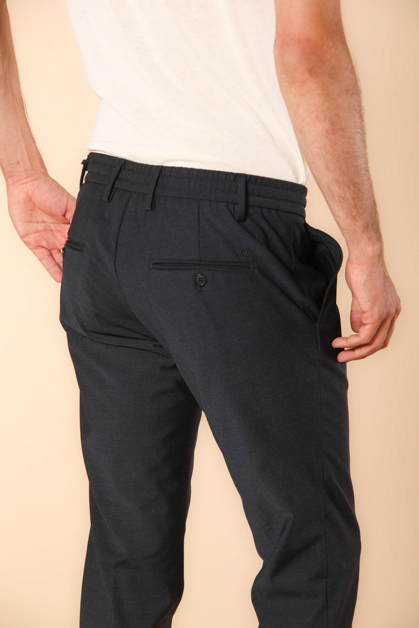 Milano Jogger Herren Chino Hose aus Wolle Travel Extra Slim Fit