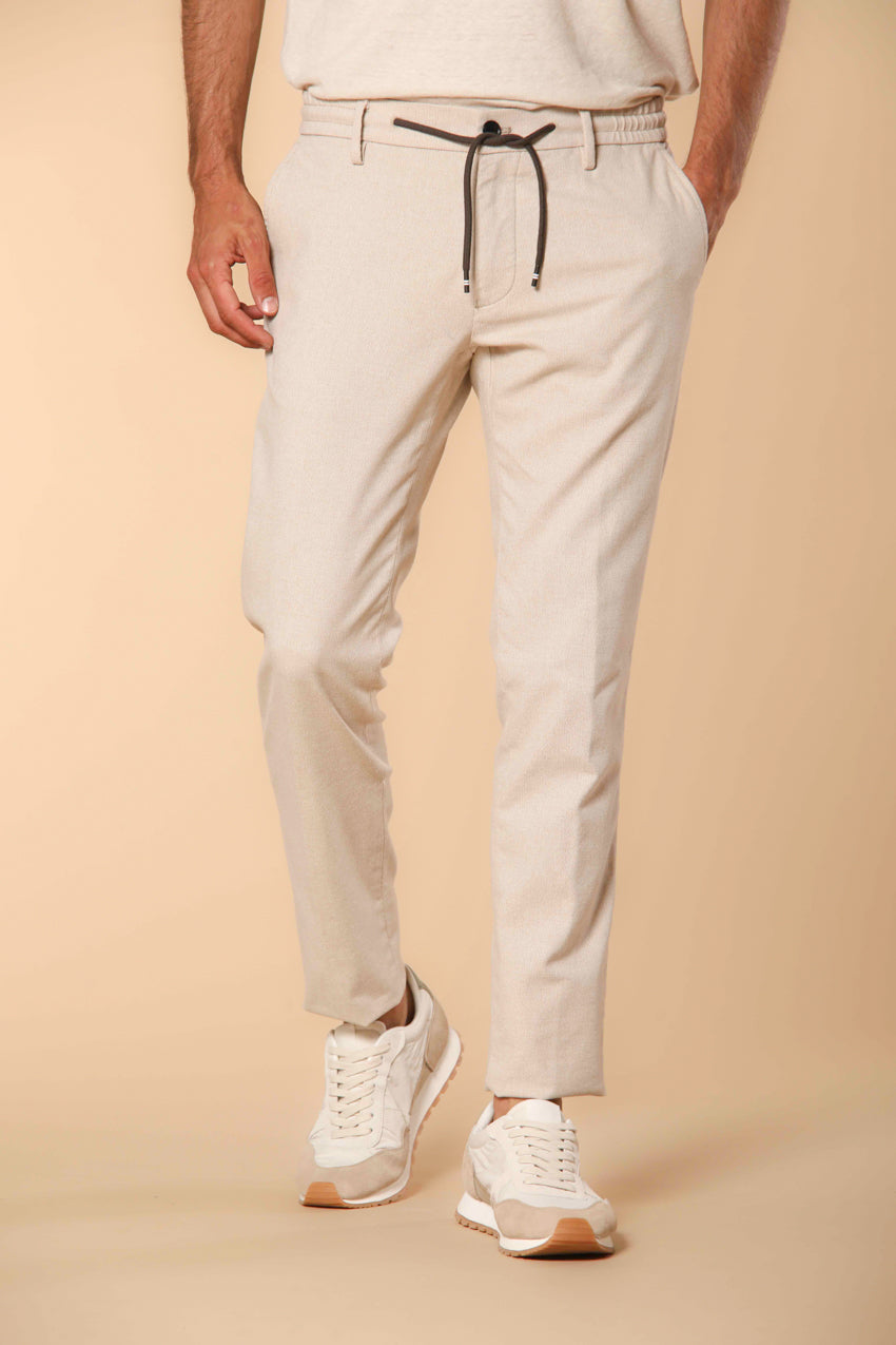 Milano Jogger pantalone chino jogger uomo in microfantasia a resca armaturata extra slim fit