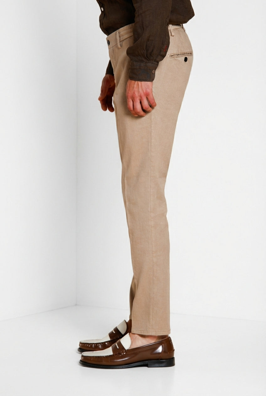 Milano Jogger pantalone chino uomo in twill di lino e cotone extra slim fit