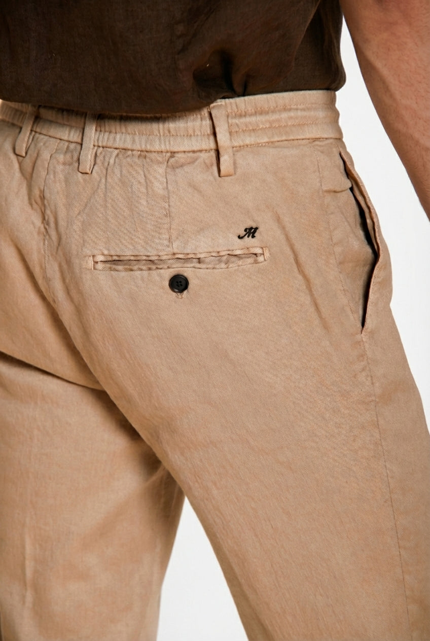 Milano Jogger pantalone chino uomo in twill di lino e cotone extra slim fit