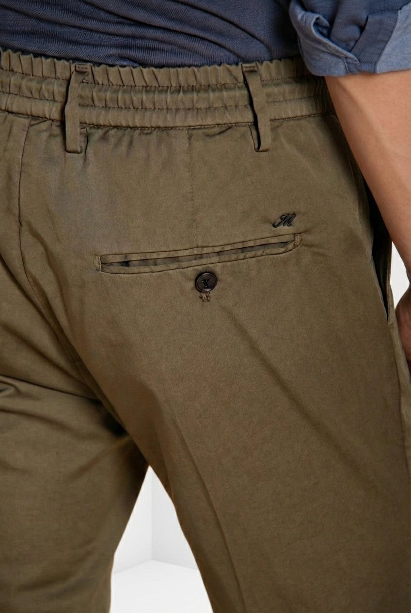 Milano Jogger Travel Hose Chino Herren aus technischem Travel Stretch Satin extra slim fit