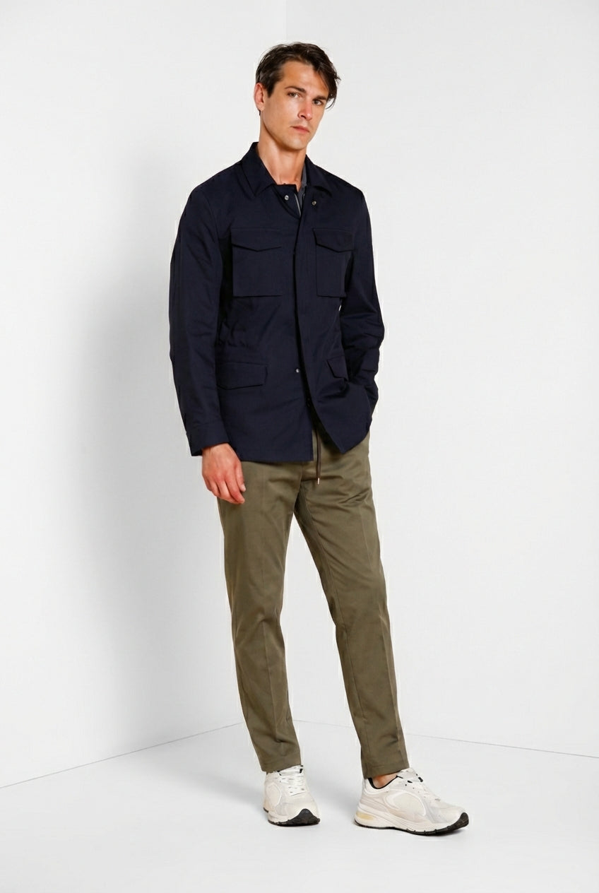 Milano Jogger Travel Hose Chino Herren aus technischem Travel Stretch Satin extra slim fit