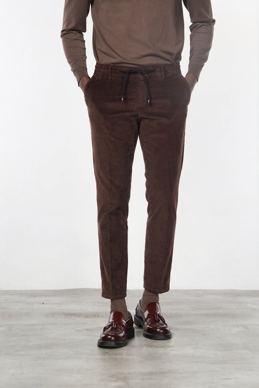Milano Jogger pantalone chino uomo in velluto 500 righe extra slim fit