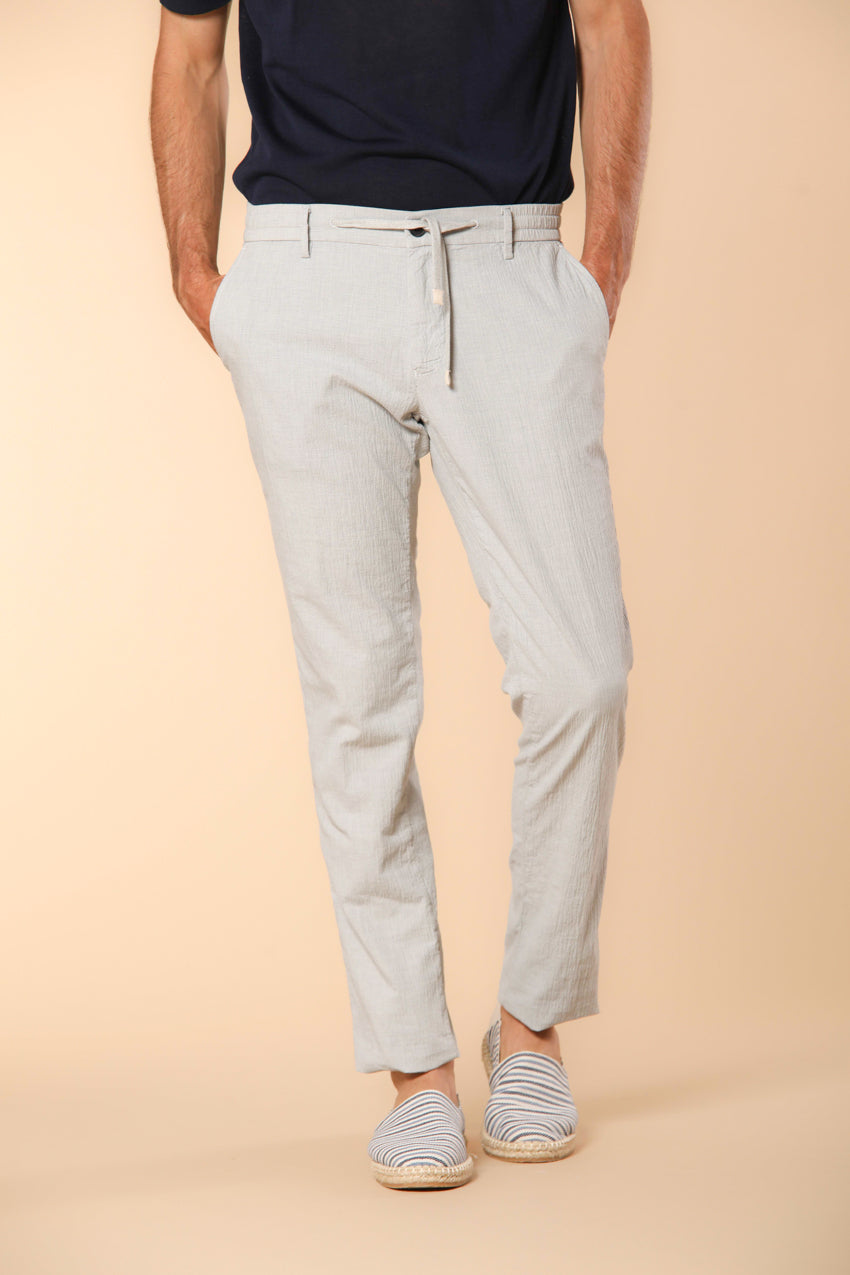 Milano Jogger Herren Chino Jogger aus Seersucker mit Mikrostruktur Sternchen Extra Slim Fit