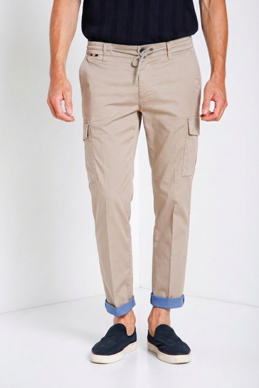 Chile Jogger pantalone cargo uomo in raso tecnico travel stretch extra slim fit