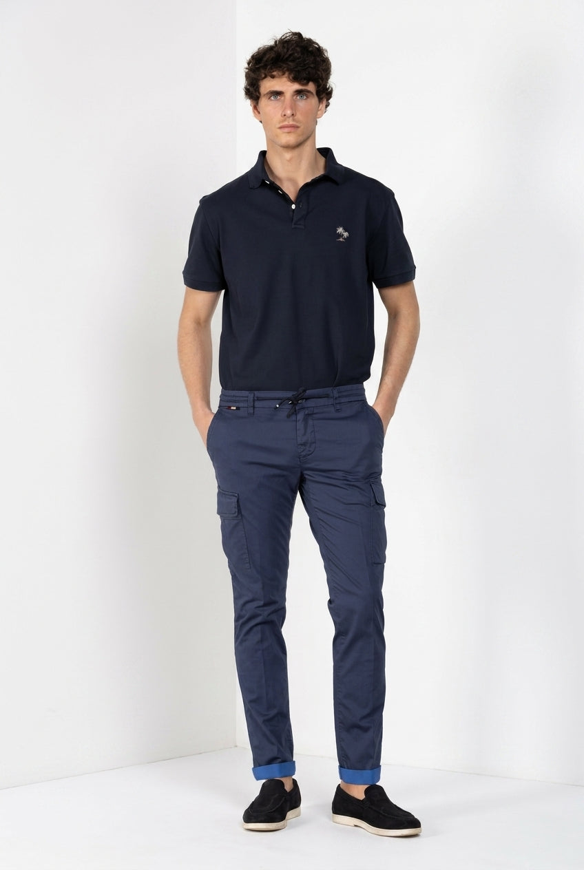 Chile Jogger pantalone cargo uomo in raso tecnico travel stretch extra slim fit