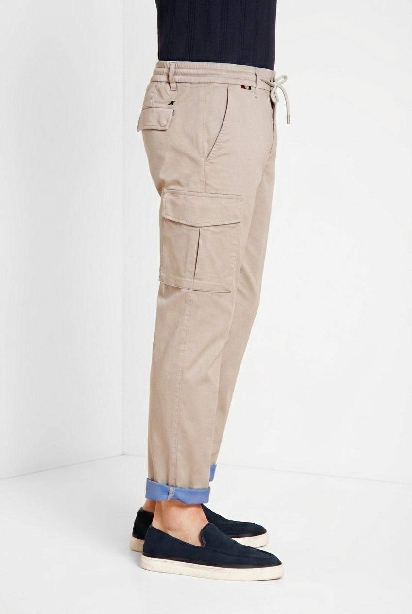 Chile Jogger pantalone cargo uomo in raso tecnico travel stretch extra slim fit