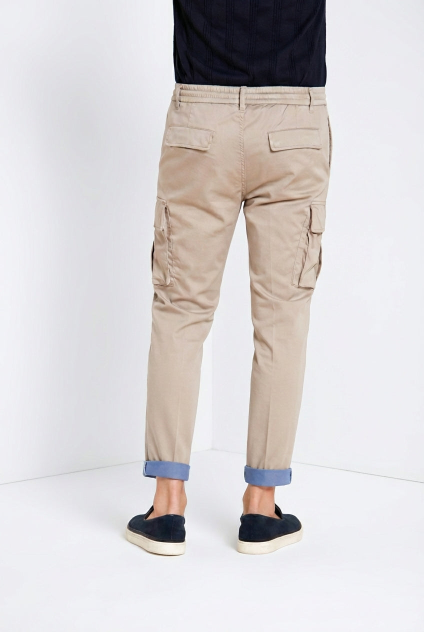 Chile Jogger pantalone cargo uomo in raso tecnico travel stretch extra slim fit