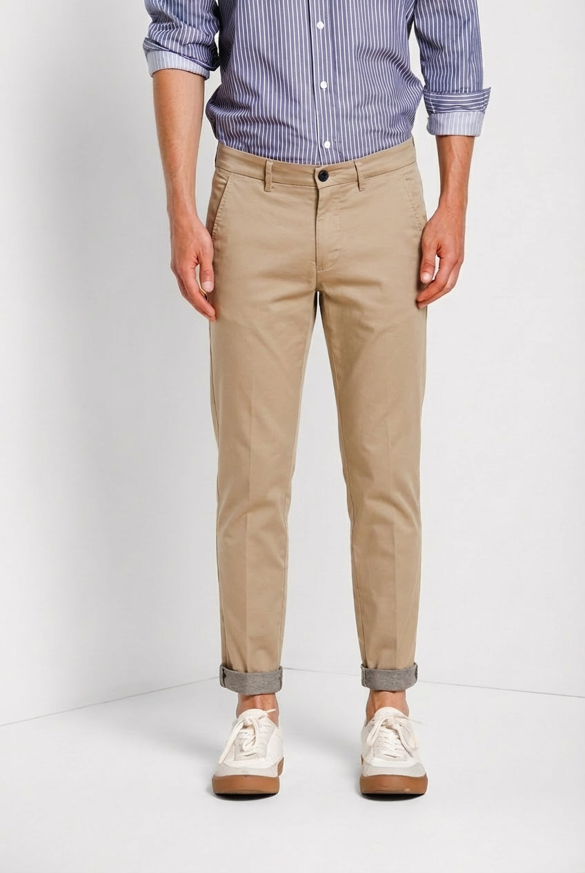 Torino Travel Hose Chino Herren aus technischem Travel Stretch Satin slim fit