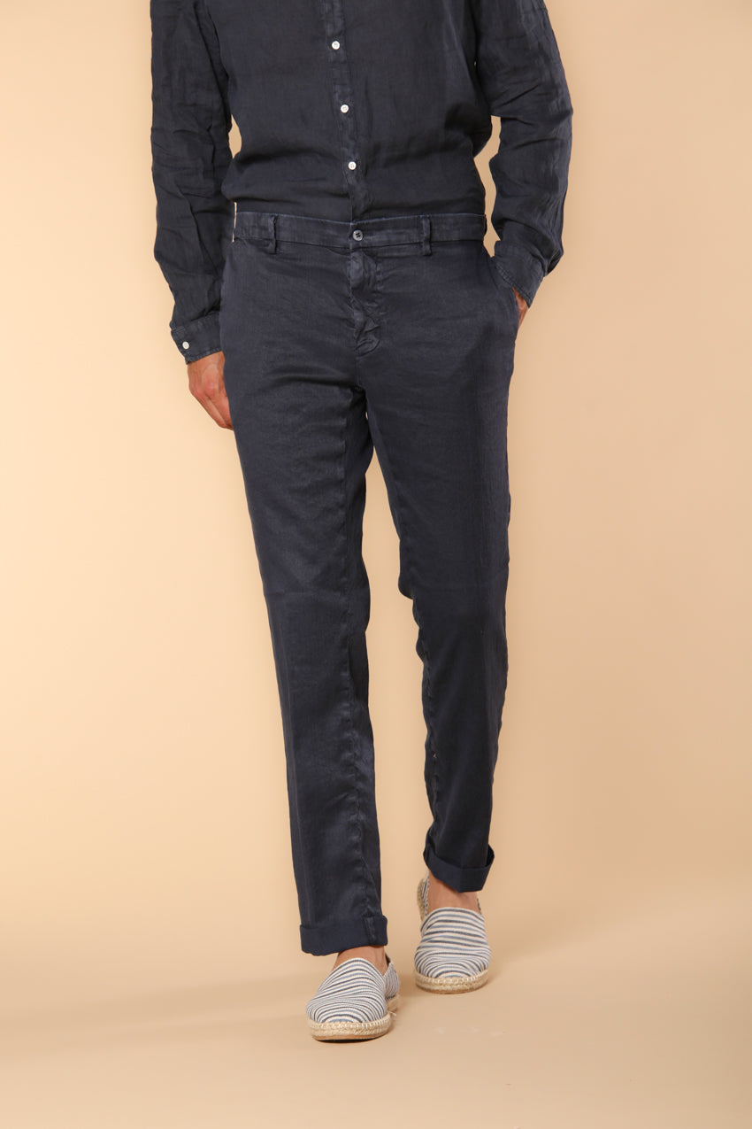 New York pantalone chino da uomo in lino e twill di cotone regular fit