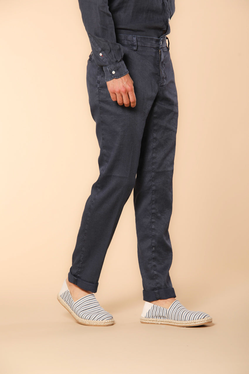 New York pantalone chino da uomo in lino e twill di cotone regular fit