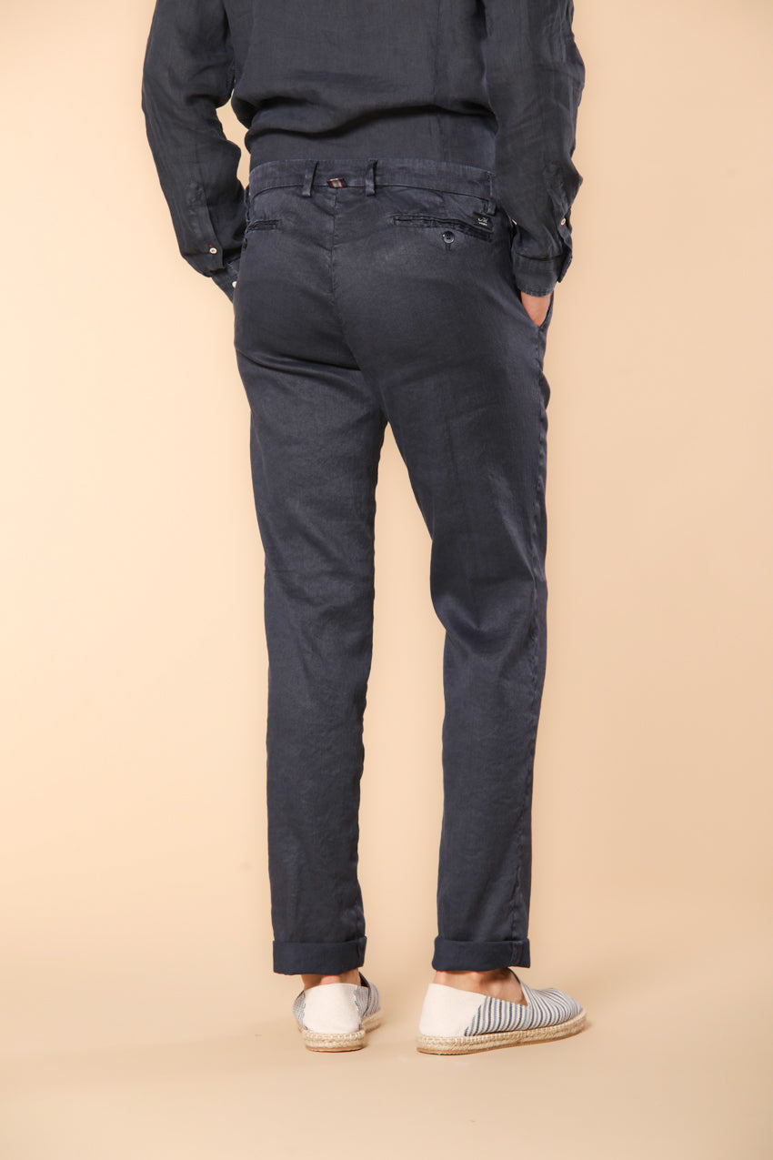 New York pantalone chino da uomo in lino e twill di cotone regular fit