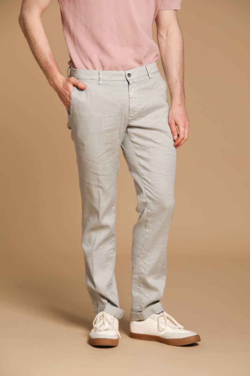 New York pantalone chino da uomo in lino e twill di cotone regular fit