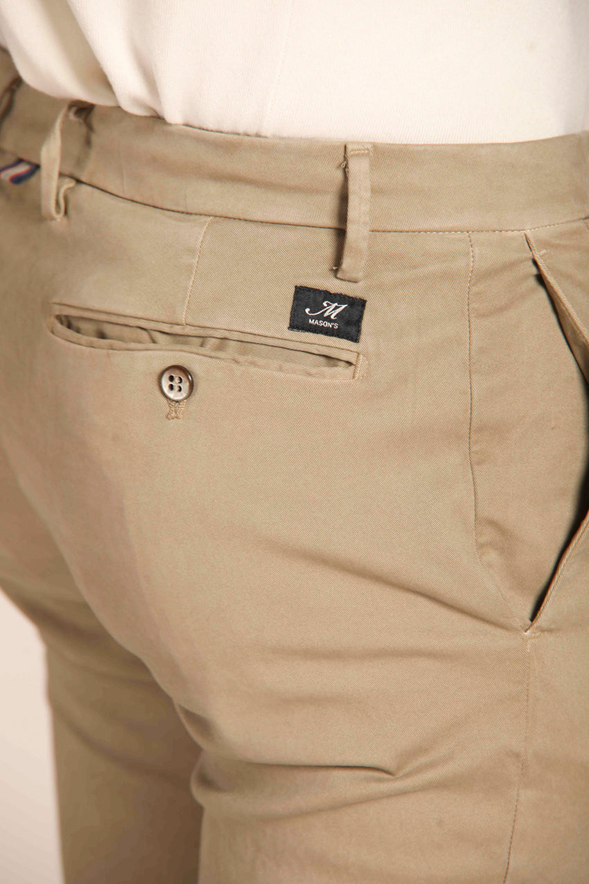 immagine 3 di pantalone chino uomo modello new york, di colore kaki, fit regualr di mason's