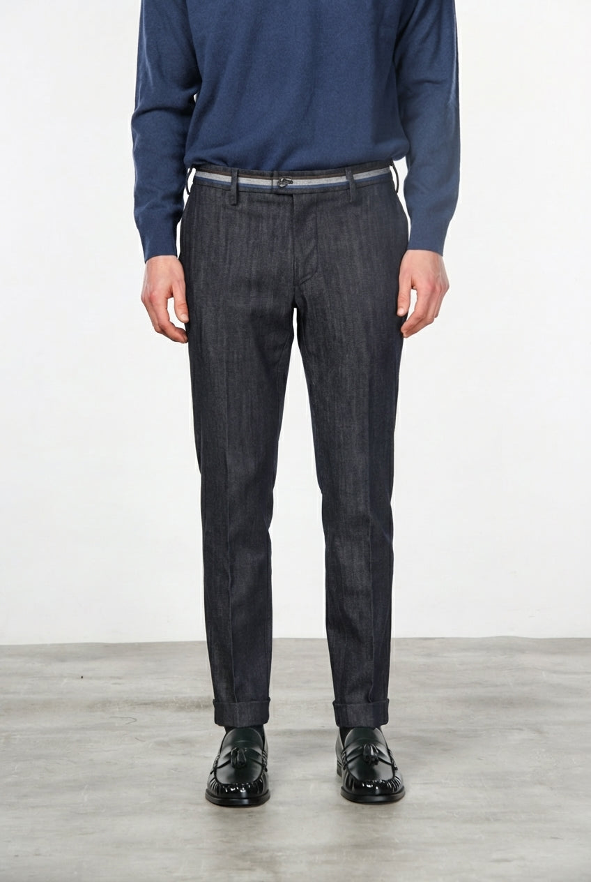 New York Winter pantalone chino uomo in denim stretch regular fit