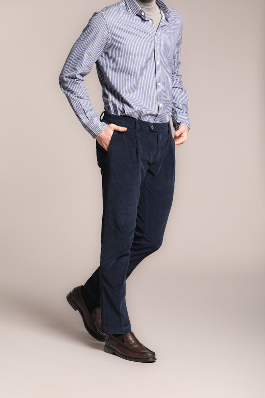 Foto 3 New York Time 1 Pinces pantalone chino uomo in velluto 500 righe regular fit