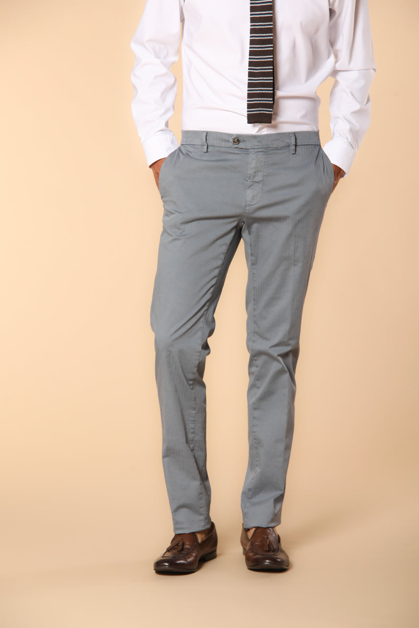 New York Times Elax pantalone chino uomo in cotone chevron regular fit