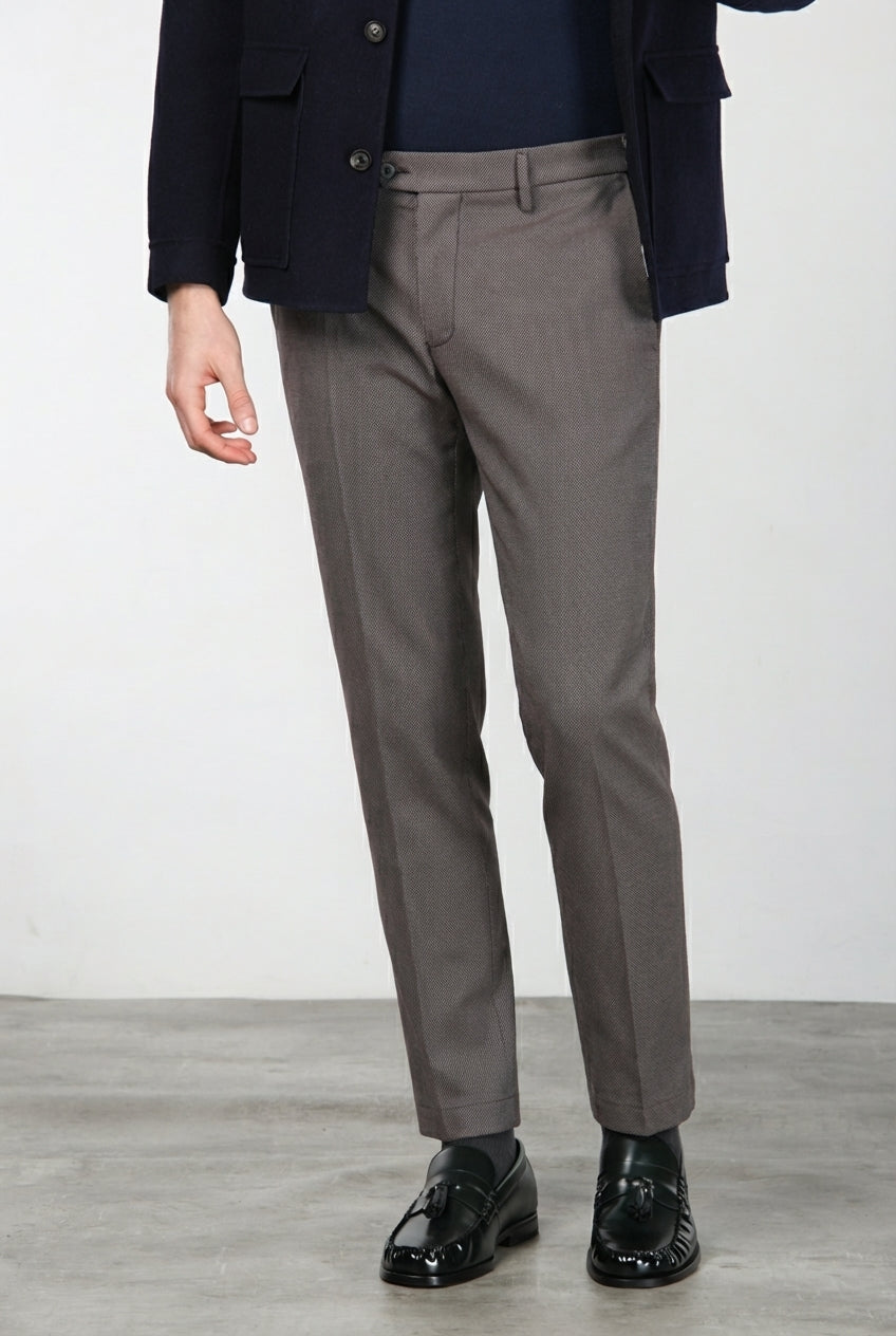 New York Chinohose für Herren mit Hahnentritt-Muster, fadengefärbt und regular fit

