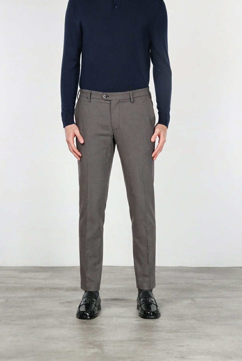 New York Chinohose für Herren mit Hahnentritt-Muster, fadengefärbt und regular fit
