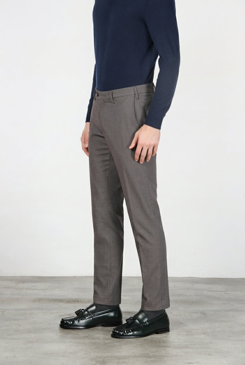 New York Chinohose für Herren mit Hahnentritt-Muster, fadengefärbt und regular fit
