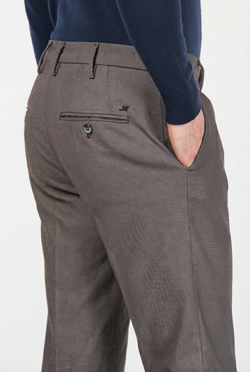 New York Chinohose für Herren mit Hahnentritt-Muster, fadengefärbt und regular fit
