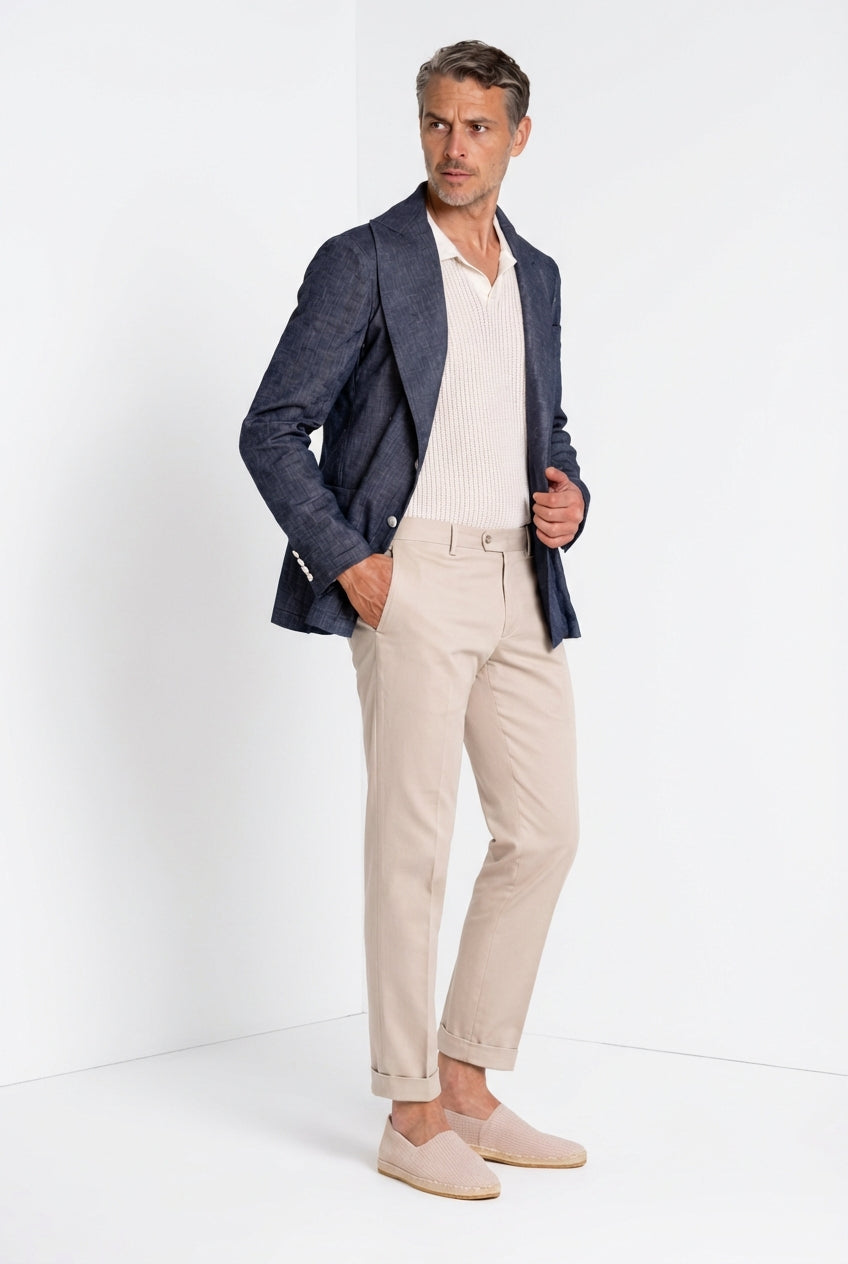 New York pantalone chino uomo in gabardina stretch regular fit ①