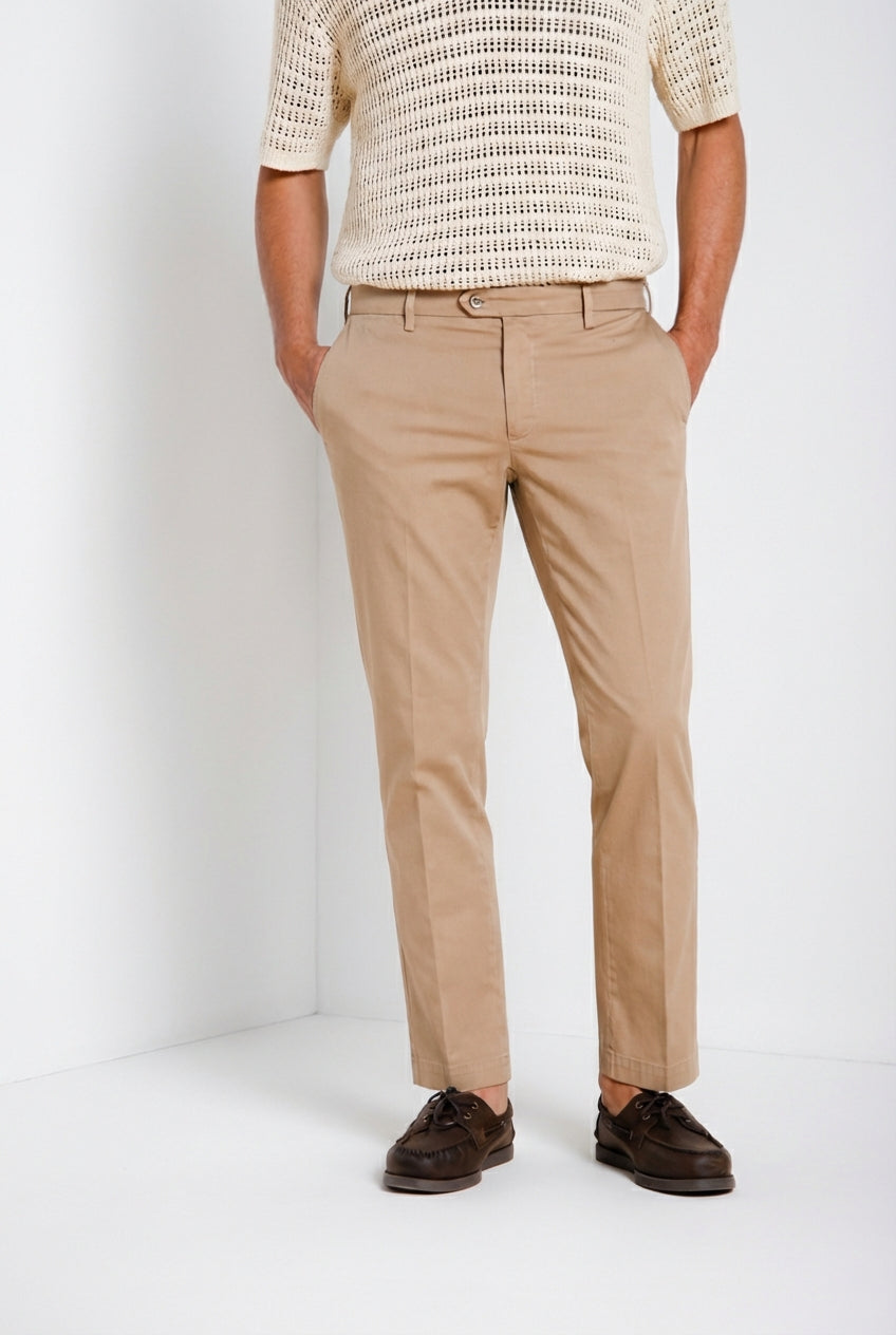 New York Herren Chino Hose aus Stretch-Gabardine regular fit ①