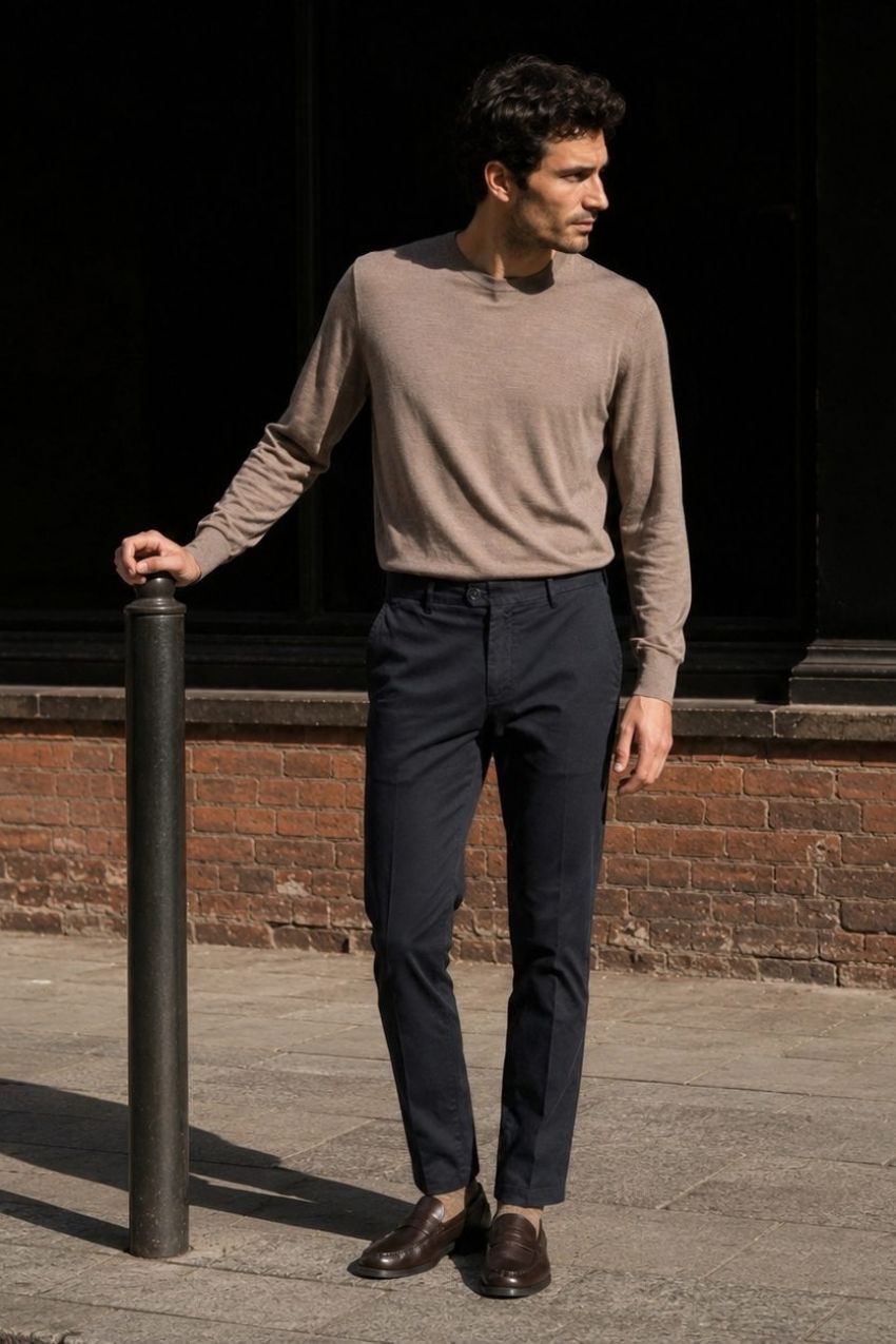 New York pantalone chino uomo in gabardina stretch regular fit ①